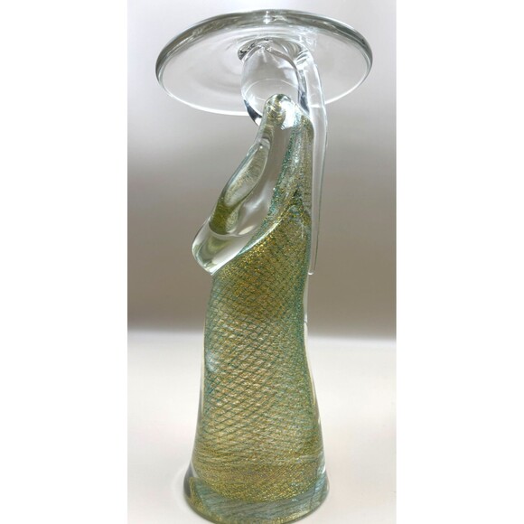 Rare VTG Murano Chinese Couple with Gold Fleck Stripe Standing & Sitting - Picture 8 of 11